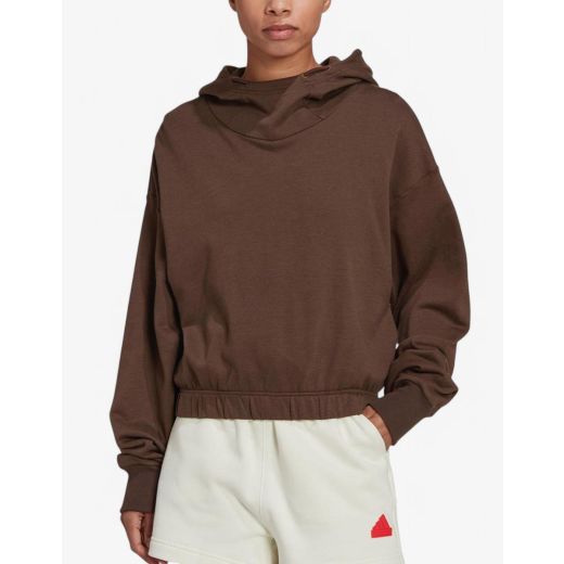 ADIDAS Sportswear Studio Lounge Cropped Hoodie Brown