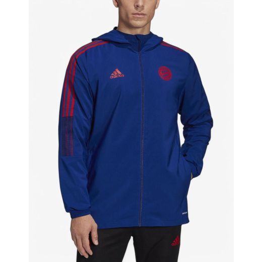 ADIDAS x FC Bayern Munchen Pre Match Hooded Jacket Blue