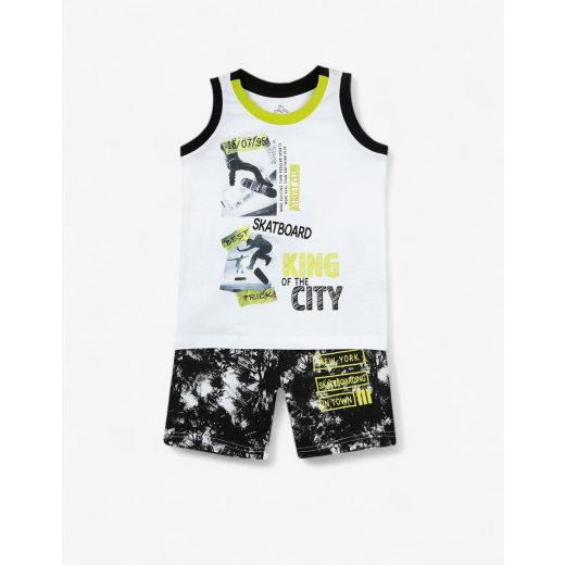 CHICCO Boys Shorts And Tee Set White/Multi