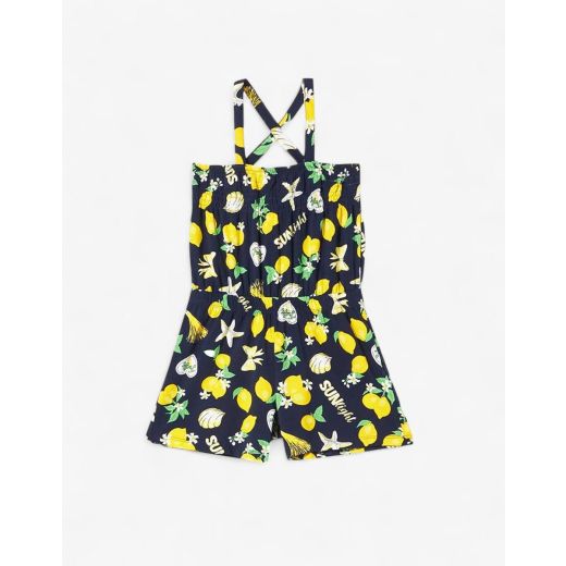 CHICCO Girls Short Dungarees Blue Printed