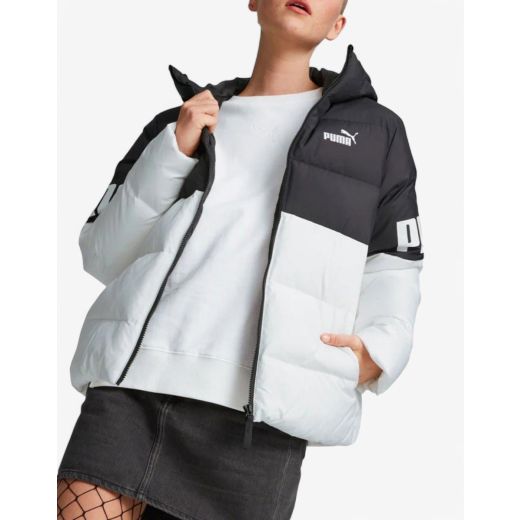 PUMA Power Hooded Down Puffer Jacket White/Black