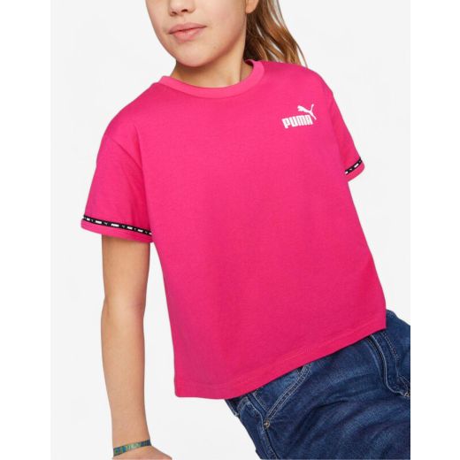 PUMA Power Tape Relaxed Fit Tee Pink