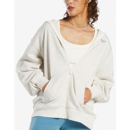 REEBOK Classics Oversized Long Full-Zip Hoodie Grey