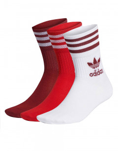 ADIDAS Mid Cut Crew Socks 3 Pairs White/Red