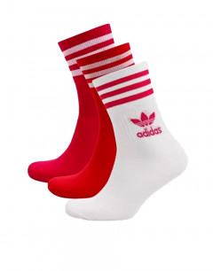 ADIDAS Originals Mid Cut Crew Socks 3 Pairs White/Red/Pink