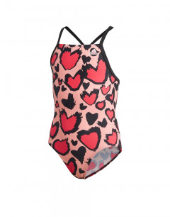 ADIDAS Girls Heart Graphic Swimsuit Pink