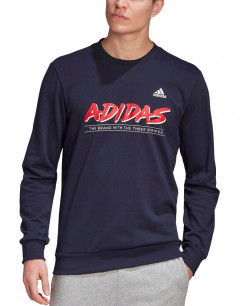 ADIDAS Must Haves Graphic Crew Sweatshirt Navy