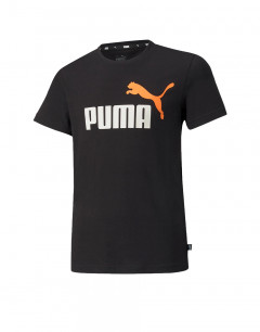 PUMA Essentials+ Two-Tone Logo Youth Tee Black