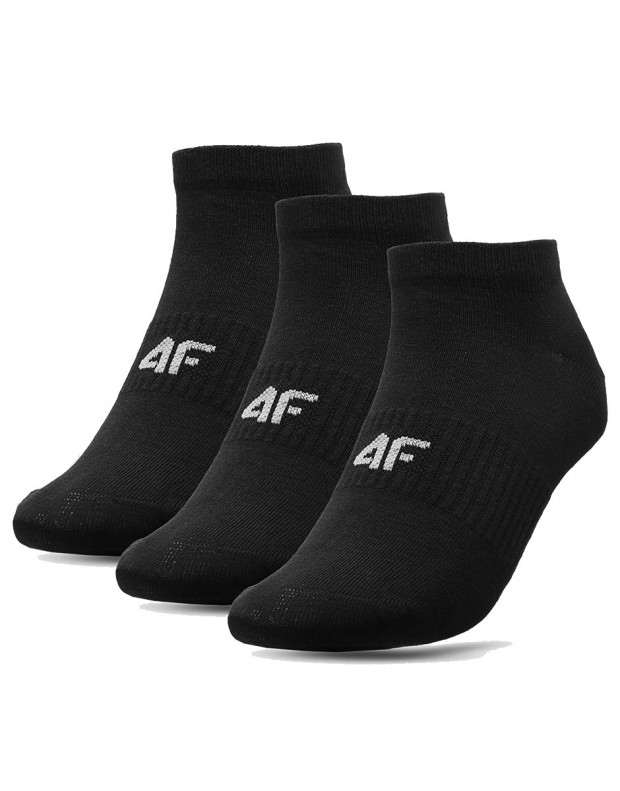 4F 3-Pack Middle Cut Logo Socks Black