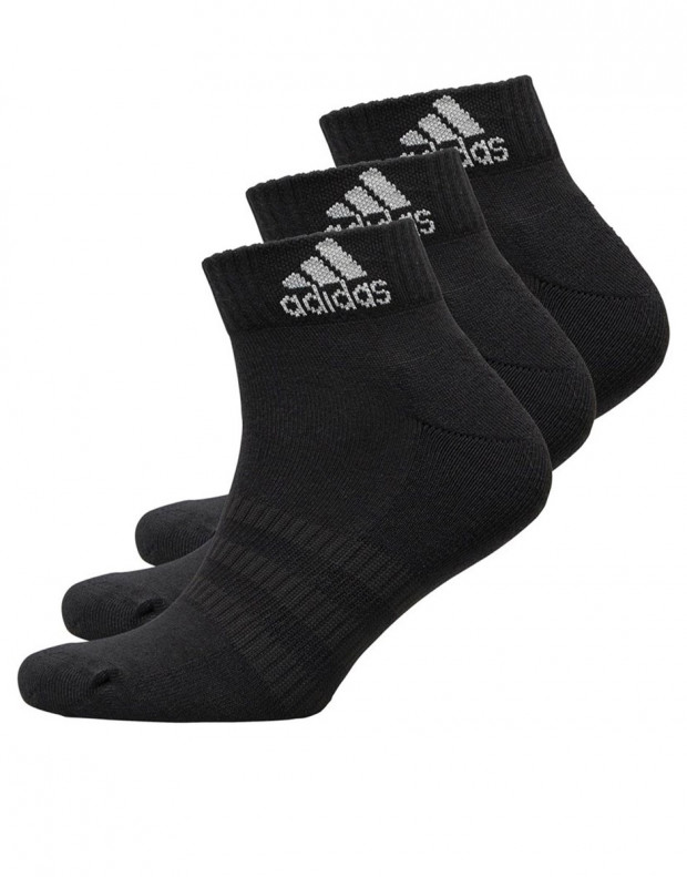 ADIDAS 3 Pairs Cushioned Ankle Socks Black