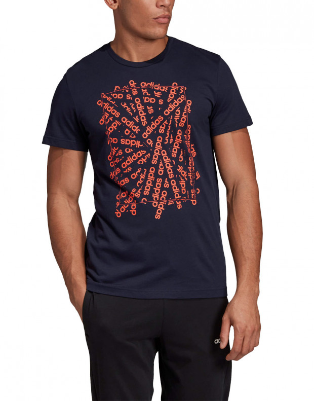 ADIDAS Essentials Linear Scatter Tee Navy