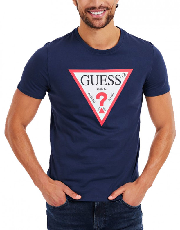 GUESS Triangle Logo Tee Navy