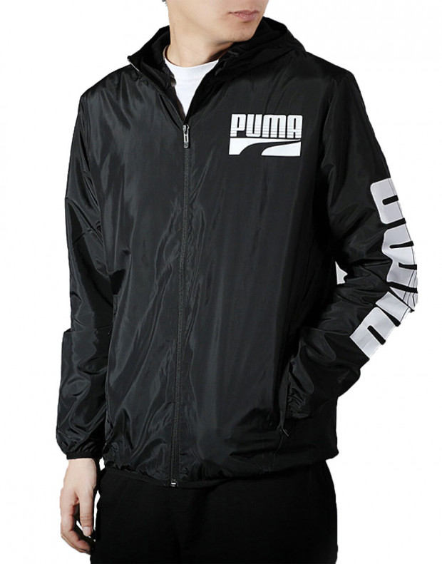 PUMA Graphic Full Zip Rain Jacket Black