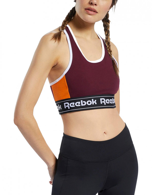 REEBOK Training Essentials Linear Logo Low-Impact Bra Maroon