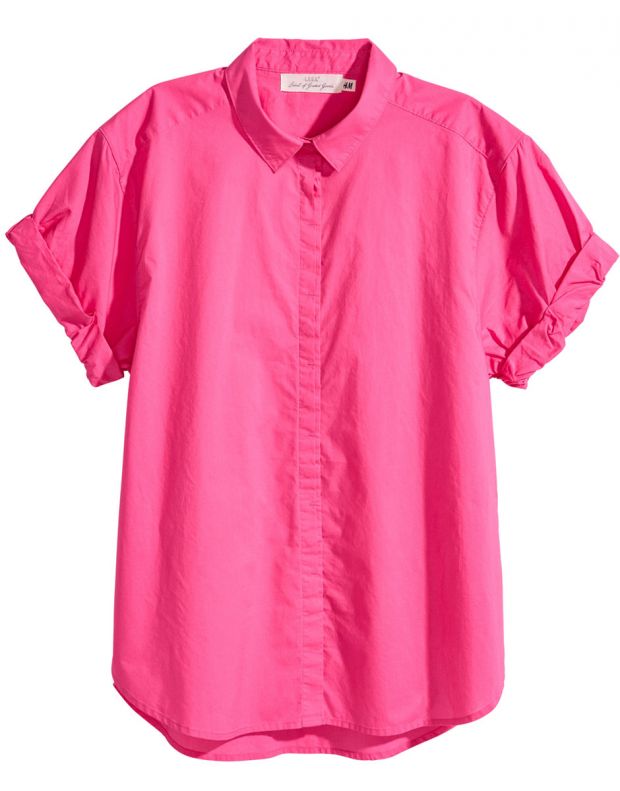 H&M Short-Sleeved Cotton Shirt Pink - 4375/pink - 3