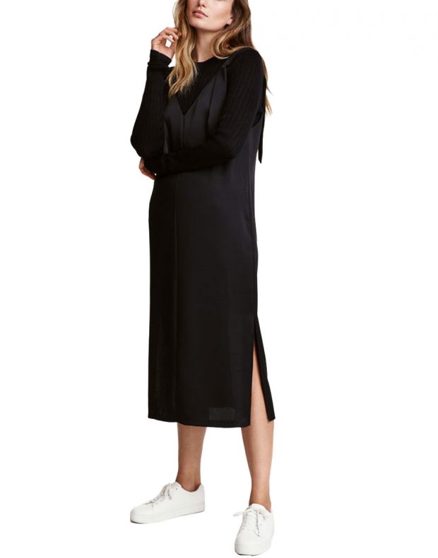 H&M Straight-Cut V-Neck Dress - 6375/black - 1