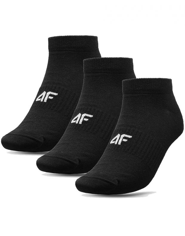 4F 3-Pack Middle Cut Logo Socks Black NOSH4-SOM301-20S+20S+20S
