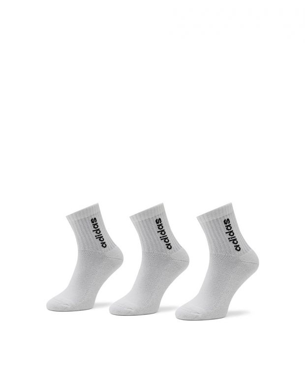 ADIDAS 3-Packs Linear Logo Half-Crew Cushioned Socks White - HT3439 - 1