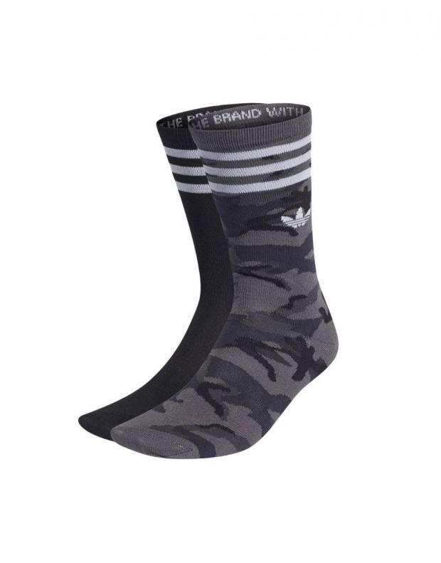 ADIDAS Camo Crew Socks 2 Pairs Black Grey - H32344 - 1