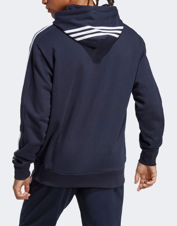 ADIDAS Essentials French Terry 3-Stripes Hoodie Blue - IC0436 - 2