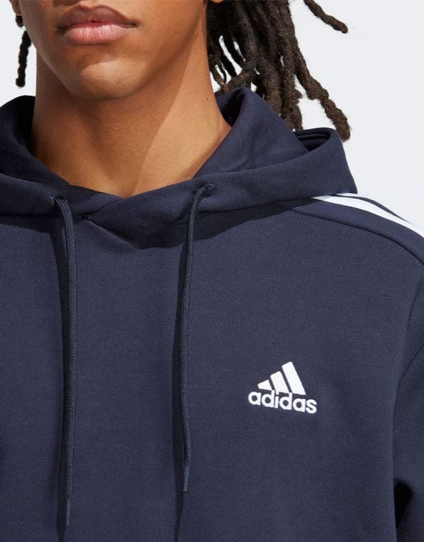 ADIDAS Essentials French Terry 3-Stripes Hoodie Blue - IC0436 - 3