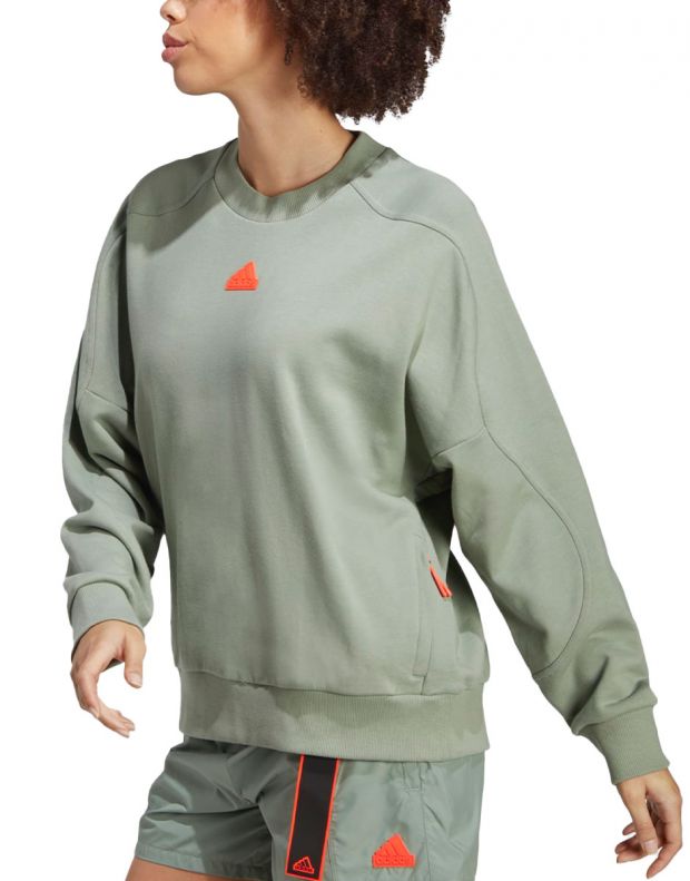 ADIDAS Sportswear City Escape Loose Crew Sweatshirt Green - IC0269 - 1