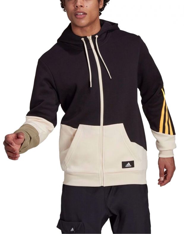 ADIDAS Sportswear Colorblock Hooded Track Top Black Beige - GR4095 - 1
