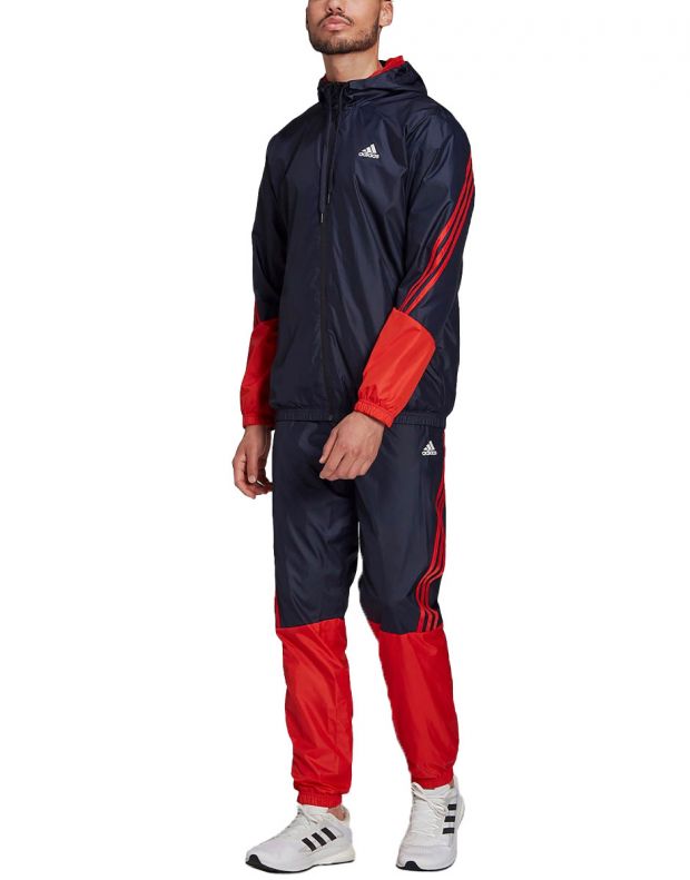 ADIDAS Sportswear Hooded Tracksuit Blue/Red - H61138 - 1