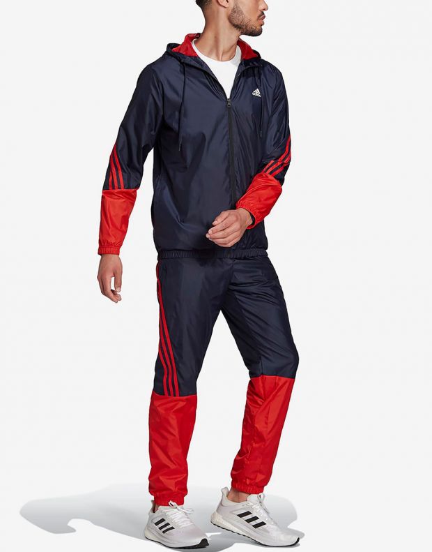 ADIDAS Sportswear Hooded Tracksuit Blue/Red - H61138 - 3