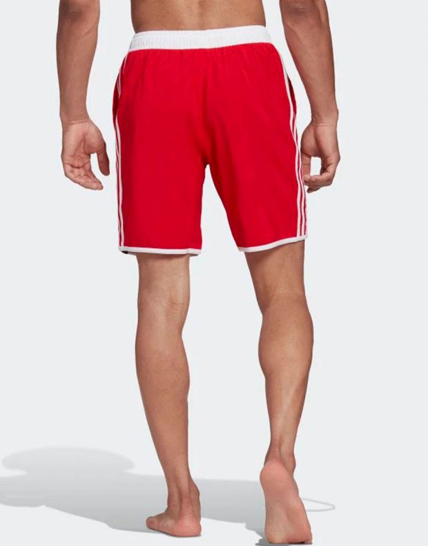 ADIDAS Classic Length 3 Stripes Swim Shorts Red - FS4009 - 2