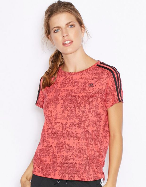 ADIDAS Essentials 3S Allover Print Tee Red - AY4768 - 4