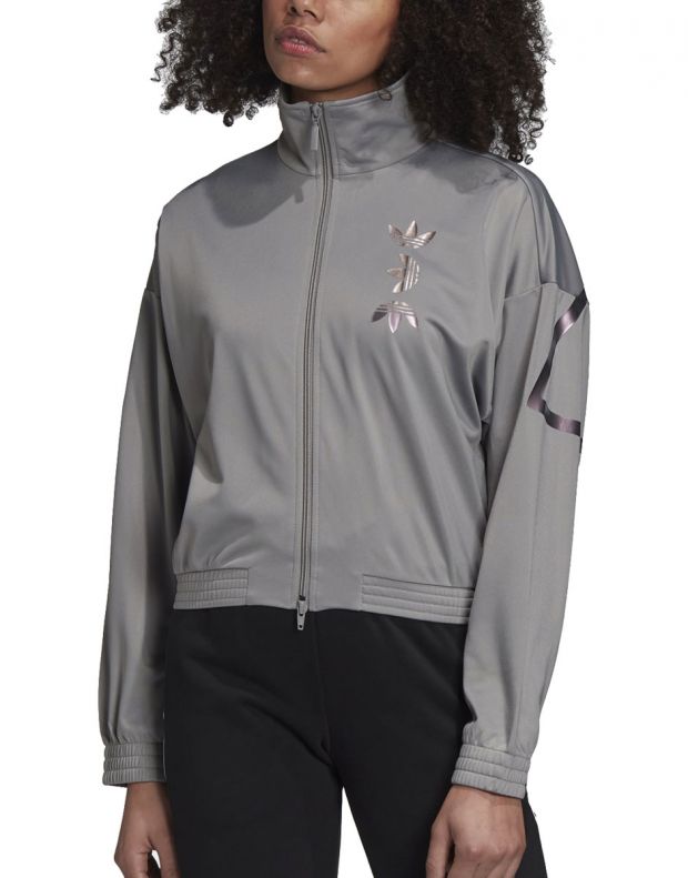 ADIDAS Large Logo Track Jacket Charcoal Solid Grey/True Pink - FS7227 - 1