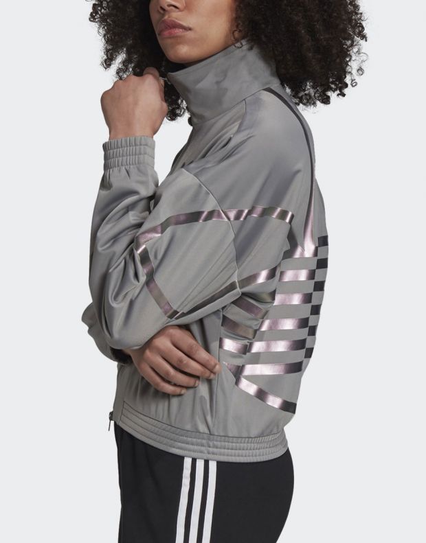 ADIDAS Large Logo Track Jacket Charcoal Solid Grey/True Pink - FS7227 - 3