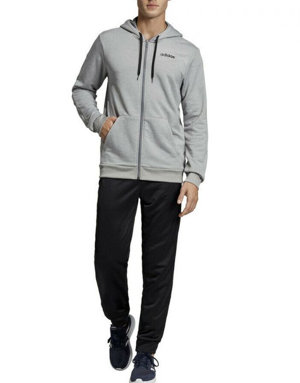 ADIDAS Linear French Terry Hoodie Tracksuit Grey - EI5558 - 1