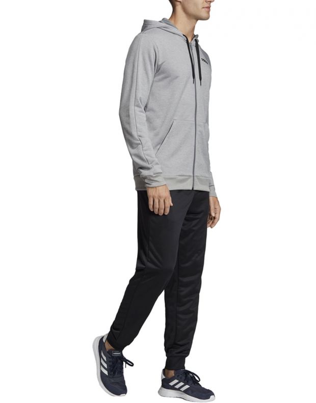 ADIDAS Linear French Terry Hoodie Tracksuit Grey - EI5558 - 3