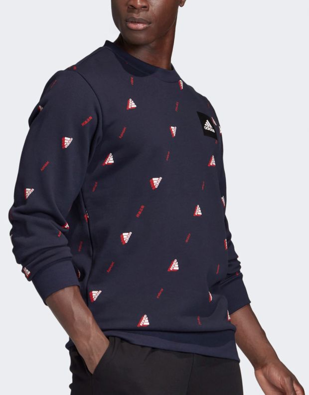 ADIDAS Must Haves Graphic Crew Sweatshirt Indigo - FI4037 - 3