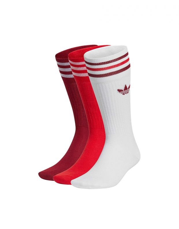 ADIDAS Solid Crew Socks 3 Pairs White/Red - GN3073 - 1