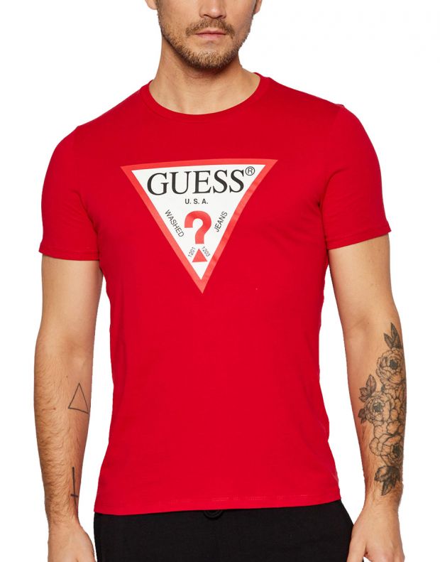 GUESS Triangle Logo Tee Red - M0BI71I3Z11-TLDR - 1