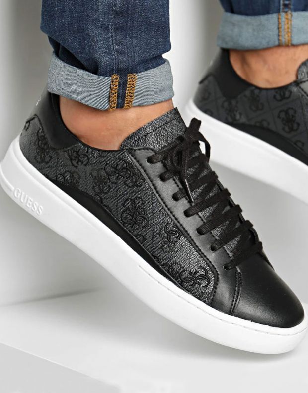 GUESS Verona Leather Stamped Trainers Black - FM8VERPEL12-BLACK - 6