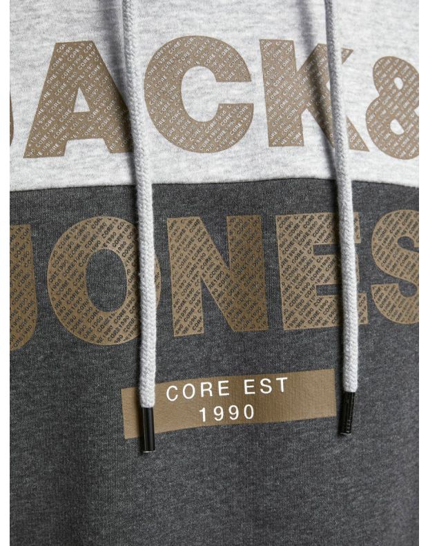 JACK&JONES Brushed Loopback Hoodie Light Grey Melange - 12184429/grey - 3
