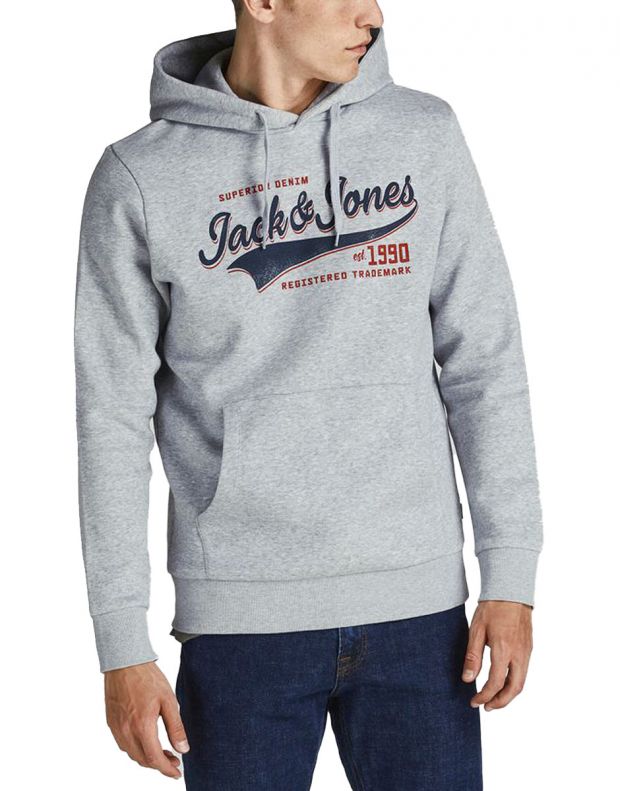 JACK&JONES Essential Logo Sweat Hoodie Grey - 12189736/grey - 1