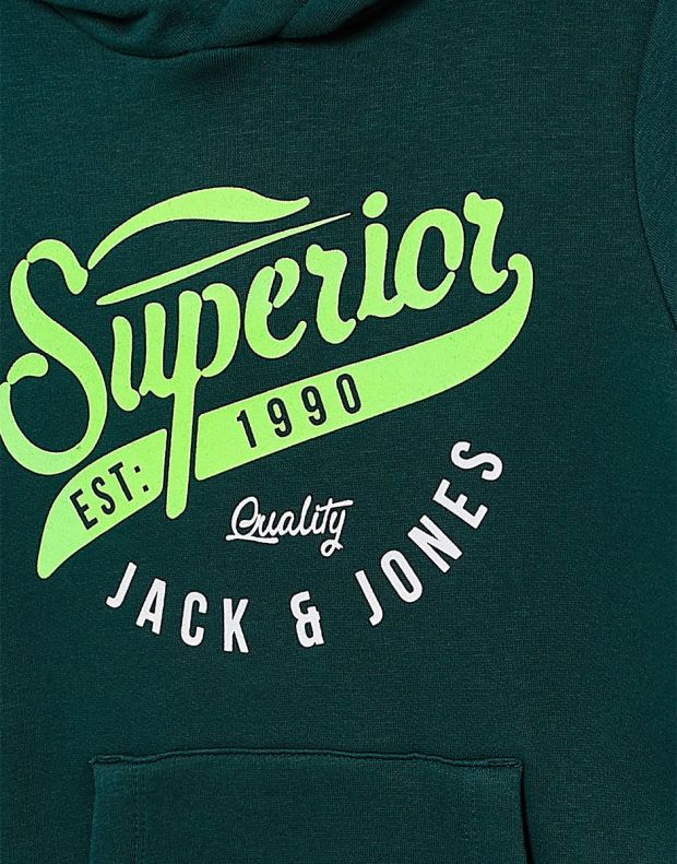 JACK&JONES Logo Drawstring Hoodie Green - 12173883/green - 3