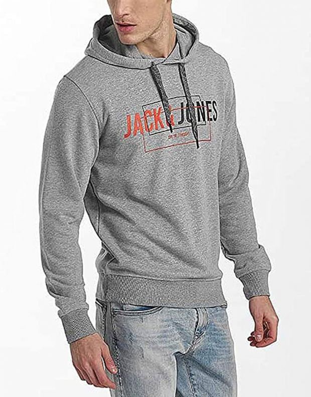 JACK&JONES Printed Sweat Hoody Grey - 12131551/grey - 3