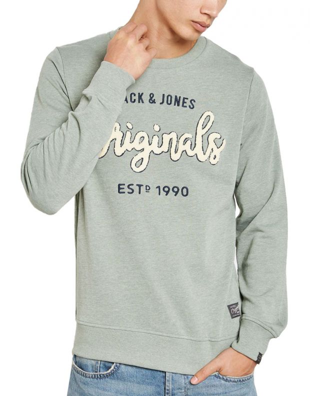 JACK&JONES Varsity Printed Sweatshirt Green - 12133395/lily - 1
