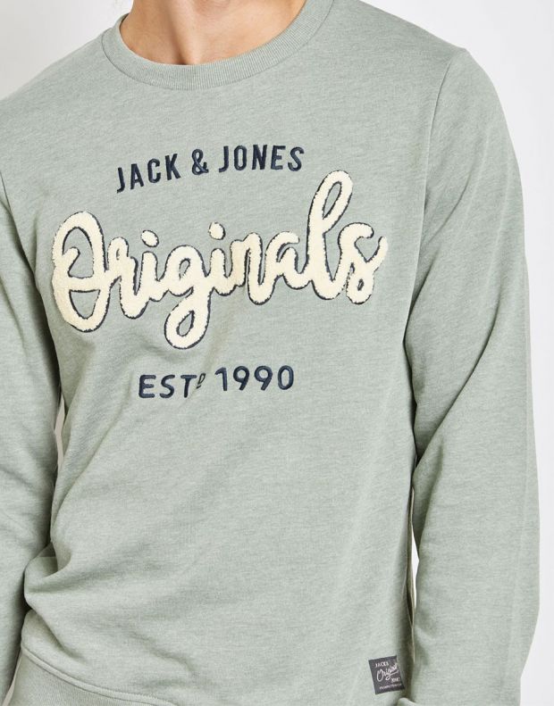 JACK&JONES Varsity Printed Sweatshirt Green - 12133395/lily - 3