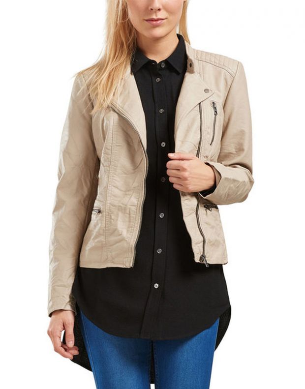ONLY Leather Look Jacket Beige - 10802/l.brown - 3