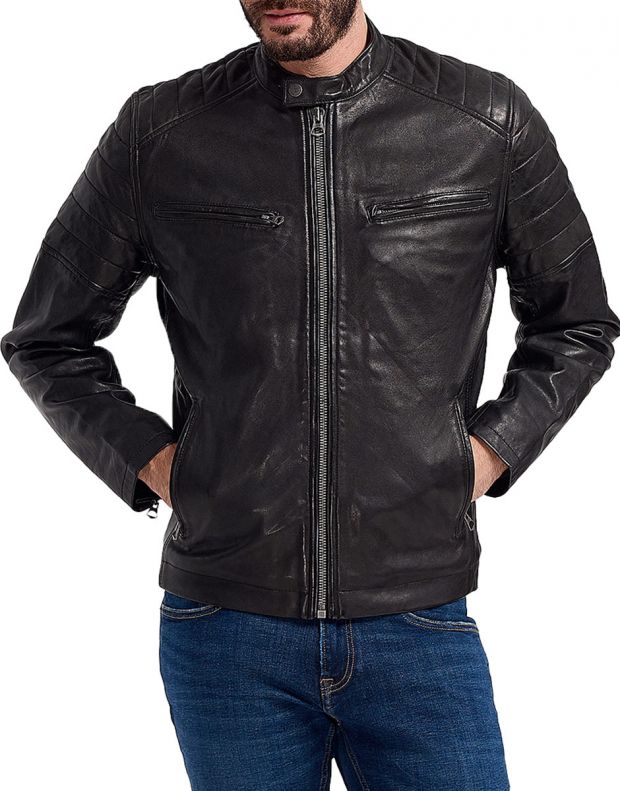 PEPE JEANS Keith Leather Jacket Black - PM401905-999 - 1