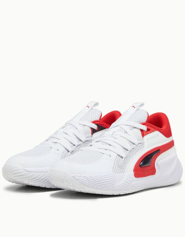 PUMA Court Rider Chaos Team Basketball Shoes White/Red - 379013-04 - 3