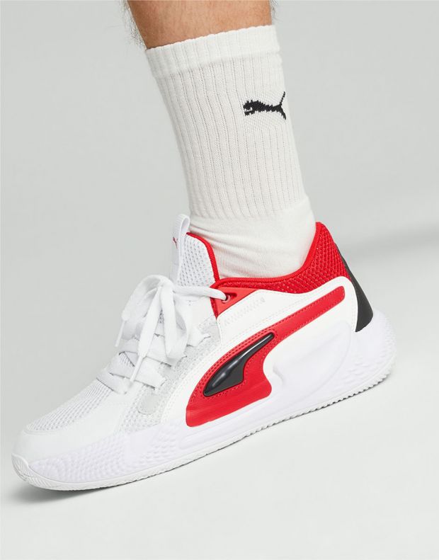 PUMA Court Rider Chaos Team Basketball Shoes White/Red - 379013-04 - 7