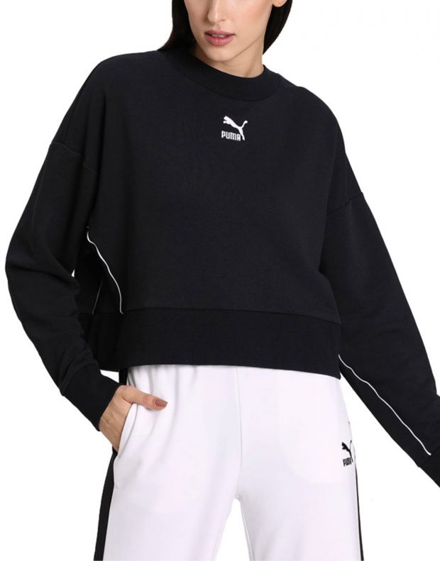 PUMA Classics Cropped Crew Sweater Black - 597637-01 - 1